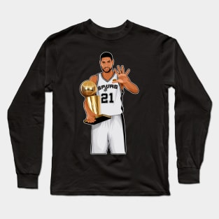 Tim Duncan #21 Five Trophy Long Sleeve T-Shirt